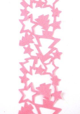 Girlanda filcowa różowa gwiazdki+choinki 11 cm/180 cm