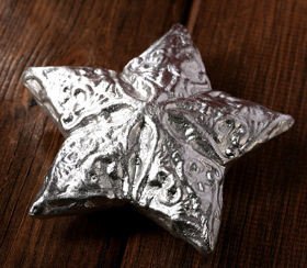 Rustykalna ceramiczna gwiazda srebrna ok 15 cm